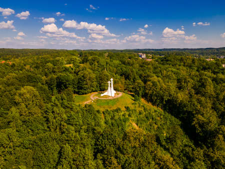 Three crosses hill in Vilnius, Lithuania among of plenty hills and forestsの写真素材