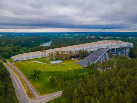 Aerial view of Druskininkai SPA resort indoor largest snow arena in Lithuaniaのeditorial素材