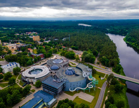 Aerial panoramic view of Lithuanian resort Druskininkaiのeditorial素材