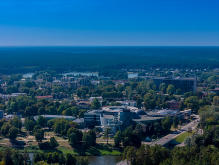 Druskininkai, Lithuania. Aerial panoramic drone view of Lithuanian SPA resortの写真素材
