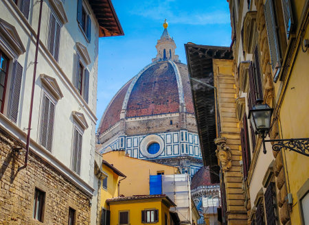 Cathedral of Santa Maria del Fiore. Close up of Duomo di Firenze in Florence, Italyの写真素材