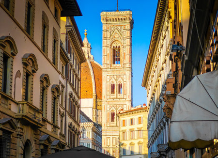 Cathedral of Santa Maria del Fiore. Close up of Duomo di Firenze in Florence, Italyの写真素材