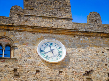 Volterra, Tuscany. Street view of Volterra - medieval Tuscan town located on a hill with old town, old houses, and towers in Italyの写真素材