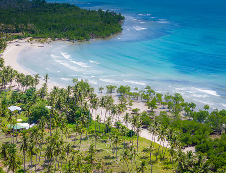 Palawan island, Philippines. Panoramic view of Palawan landscape. Aerial drone view