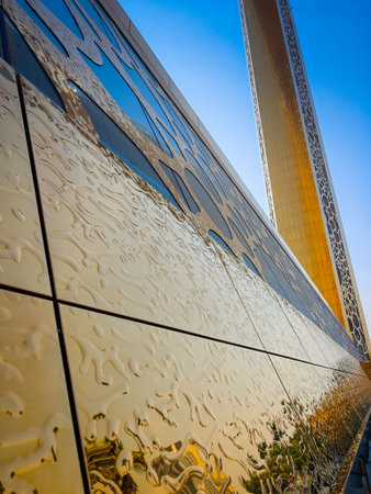 Dubai Frame. Outstanding architecture skyscraper building in Dubai city, UAE. One of the most visited places and things to do in Dubaiの写真素材