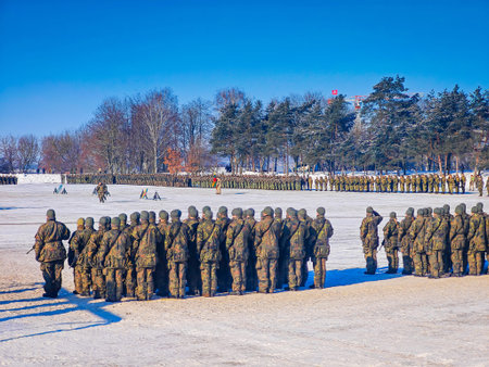 02 04 2026 - Kaunas, Lithuania. Germany takes command of NATO forces in Lithuania, allied troops...