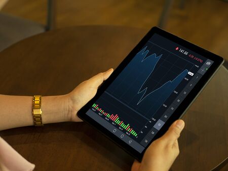 Making trading online on the smart phone, Forex trading on smart phone.のeditorial素材