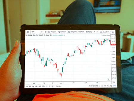 Making trading online on the smart phone. Check trend graph
