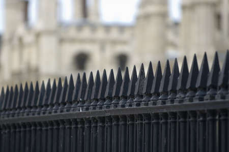 old English monumental iron fence in Cambridgeの写真素材