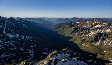 Austrian mountain landscape in the morning light, Tyrol, Austria, Europeの写真素材