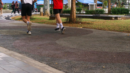 Group of active people running in the city. Healthy lifestyle. Weight Loss. Urban marathon run.