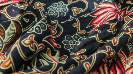 A traditional Indonesian fabric, namely batik cloth which has unique and different patterns and image motifs for each region. Cultural theme photos, typical of Asia.の写真素材