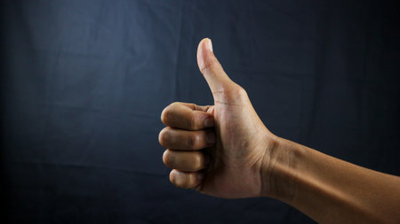 Good hand, good job ,show thump up for agreement sign with success business concept.の写真素材