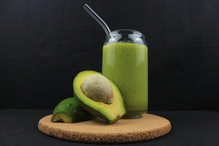 natural drink smoothie with avocado juice and yogurt