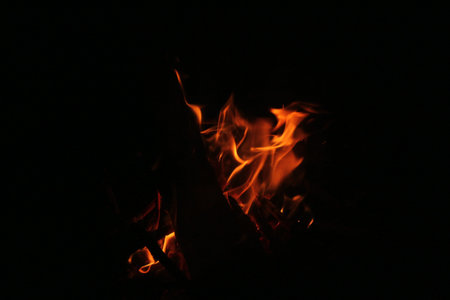 Fire flames on black background.