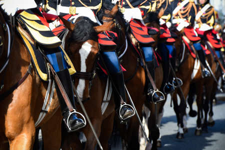 show of the republican guard in fontainebleau castleのeditorial素材