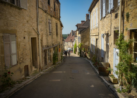VEZELAY - FRANCE - AUGUST 2021: view on the street of the medieval village of vezelay which own to the world heritage of unescoのeditorial素材