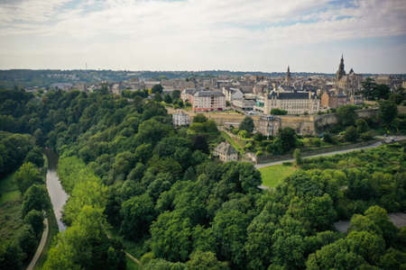 Aerial view of the city of dinan on brittany in franceのeditorial素材