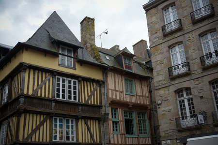 DINAN - FRANCE - SEPTEMBER 2021: old houses in the streets of the medieval city of dinan in brittanyのeditorial素材