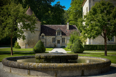 The Fontenay Abbey on the town of Montbard in bourgogneのeditorial素材