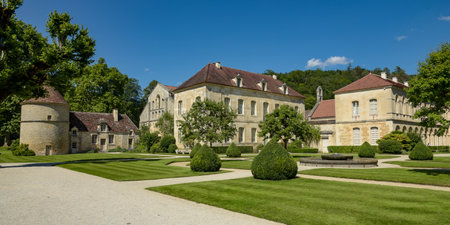 The Fontenay Abbey on the town of Montbard in bourgogneのeditorial素材
