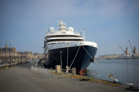 ST MALO - FRANCE - OCTOBER 2021: view on the harbor of st malo in the coast of armor on brittanyのeditorial素材