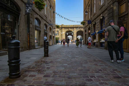 SAINT MALO - FRANCE - SEPTEMBER 2021: view on the street of the medieval city of Saint Malo in brittanyのeditorial素材