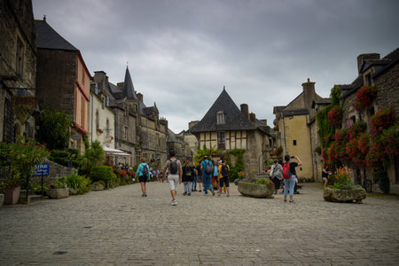 ROCHEFORT EN TERRE - FRANCE - SEPTEMBER 2021: street view on the medieval village of rochefort en terre on brittany in Franceのeditorial素材