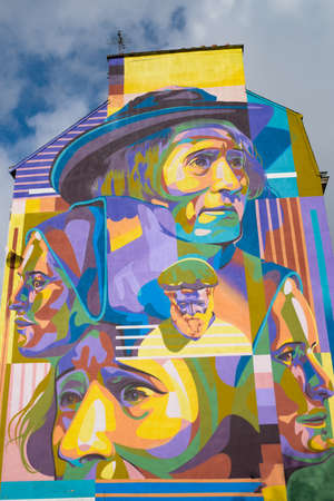 SEPTEMBER 2021 - VANNES - FRANCE: Photography of street art on a building in the city of Vannes in Franceのeditorial素材