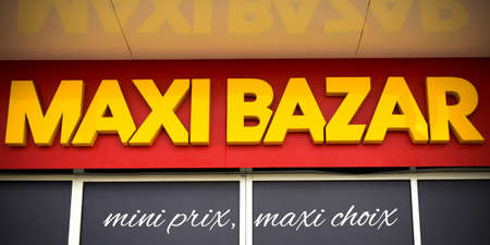 SEPTEMBER 2021 - MELUN - FRANCE: View on the signboard maxi bazar which is a famous brand for furniture and decorationのeditorial素材