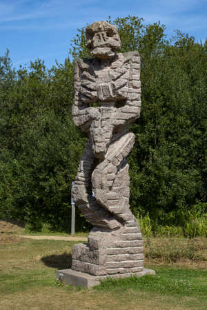 view on granite sculpture on the town of Perros Guirec in Brittanyのeditorial素材