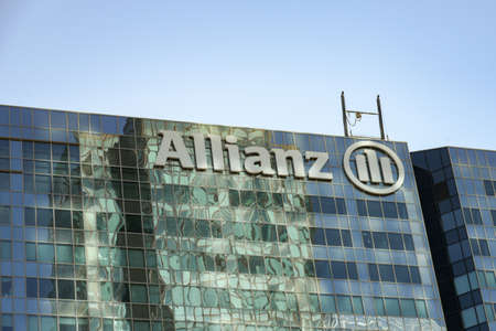 FEBRUARY 2022 - LA DEFENSE - FRANCE: view on the Allianz signboardのeditorial素材
