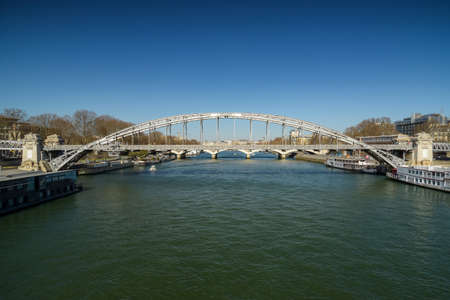 March 2022 - PARIS - FRANCE: view of the austerlitz bridge in Paris in Franceのeditorial素材