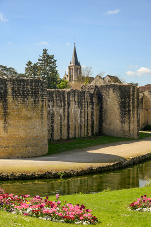 View on the castle of Brie Comte Robert and its ramparts in France