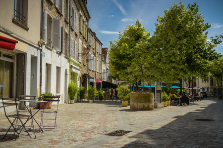 Melun - France - June 2022: street view of the city of Melun in Seine et Marne