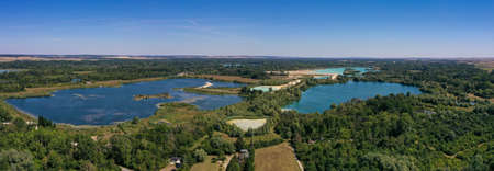 aerial view of the BassÃ©e with its sandpit in Seine et Marne in Franceの写真素材