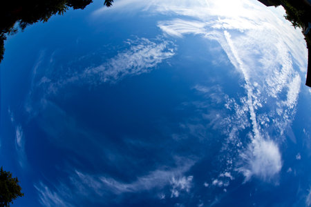 Fisheyeperspektive Approaching cumulus cloudsの写真素材