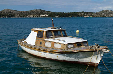 the old boat in croatiaの写真素材