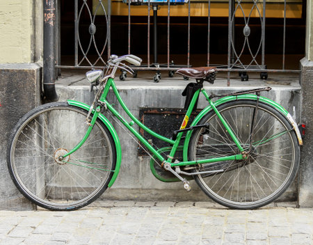 the old bicycle in europeの写真素材