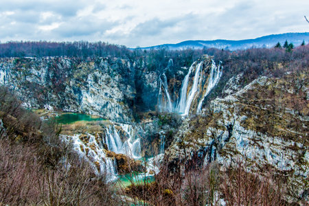 National Park Plitvice Jezera is landmark in croatiaの写真素材