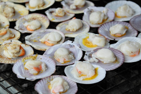 the scallop cooking by roasted
