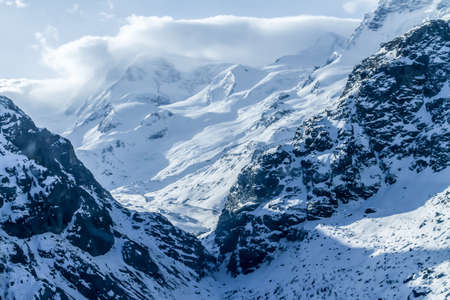 the top of mountain with snowの写真素材