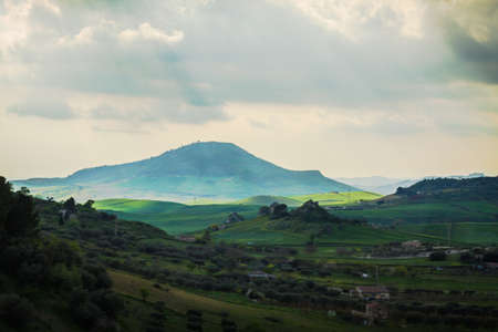 landscape between on the wat to journey in Sicilyの写真素材