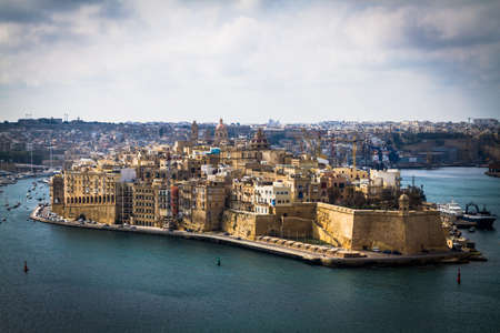 The grand harbor in Maltaの写真素材