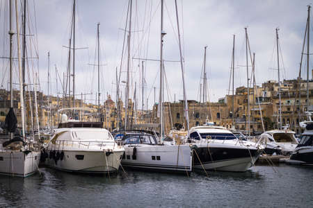 The grand harbor in Maltaの写真素材