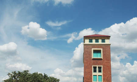 Old building tower with red brickの写真素材
