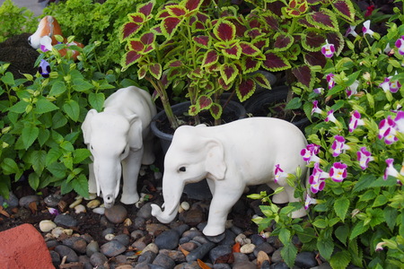 garden decorative item in elephant shapeの写真素材