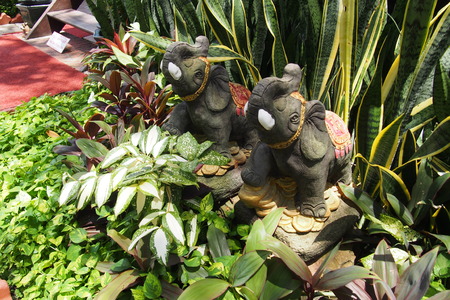 garden decorative item in elephant shapeの写真素材