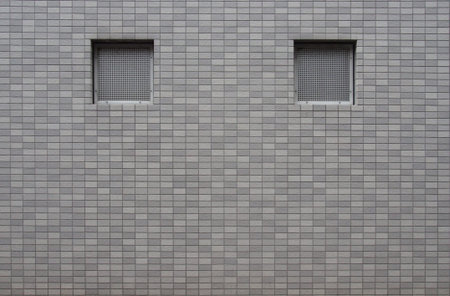 window void on grey color tile wall