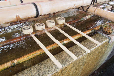 Ladle on the Traditional water well in Japanの写真素材